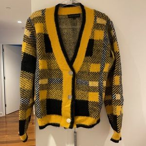 English Factory Yellow and Black Plaid Cardigan